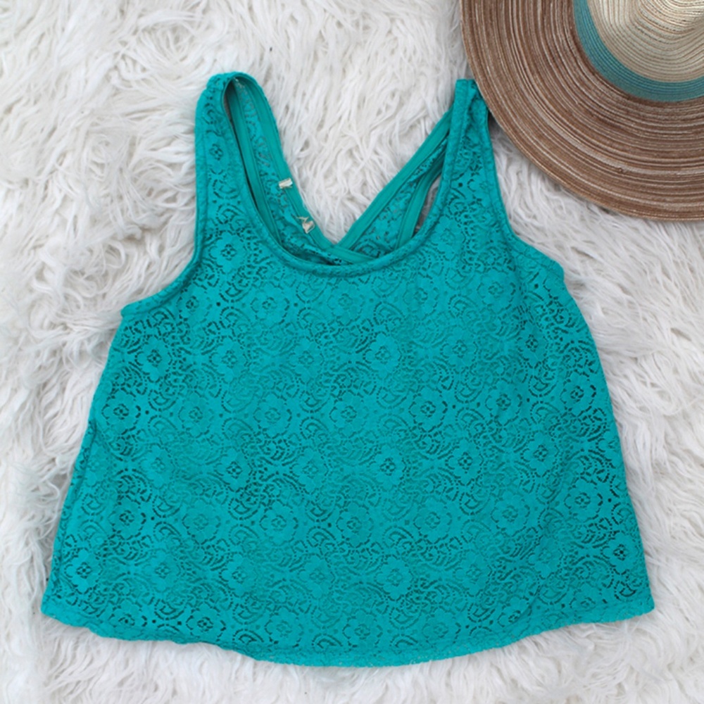 Aqua Lace Crop Top Summer